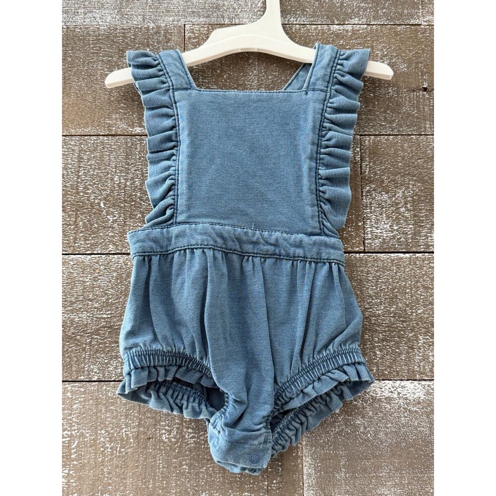 Cat &‎ Jack Baby Denim-Look Ruffle Romper – Light Wash (3–6M)